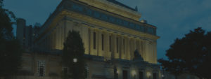 Soldiers & Sailors Hall lit with LEDs at night, in Pittsburgh, PA