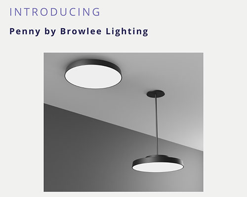 Penny by Brownlee Lighting ad for introducing Penny light fixtures by Brownlee Lighting